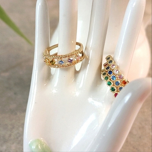 Jewelry - 🌈New Rainbow CZ Ring & (2) Matching Rainbow CZ Bands (6)🌈